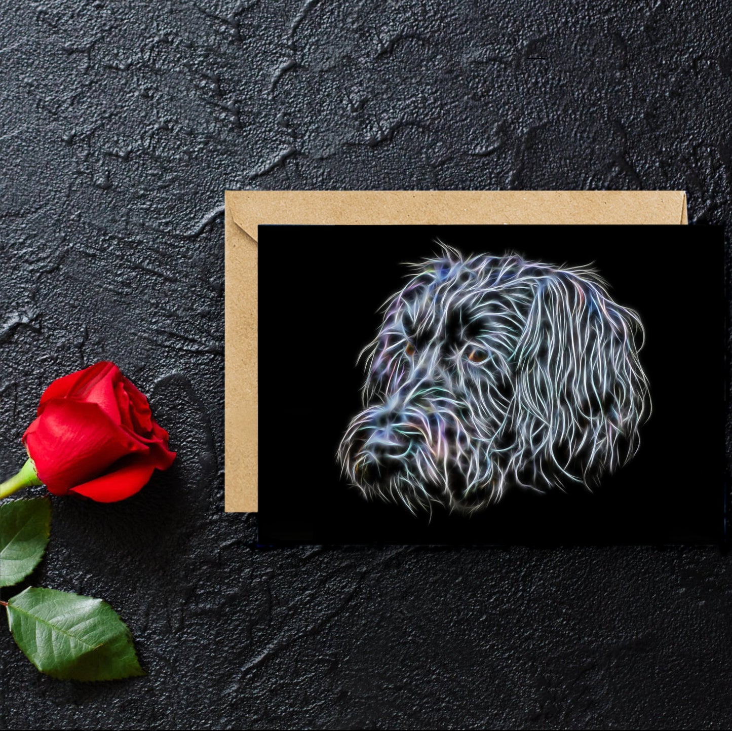Schnoodle Greeting Card with Stunning Fractal Art Design. Blank Inside for Birthdays or any other Occasion