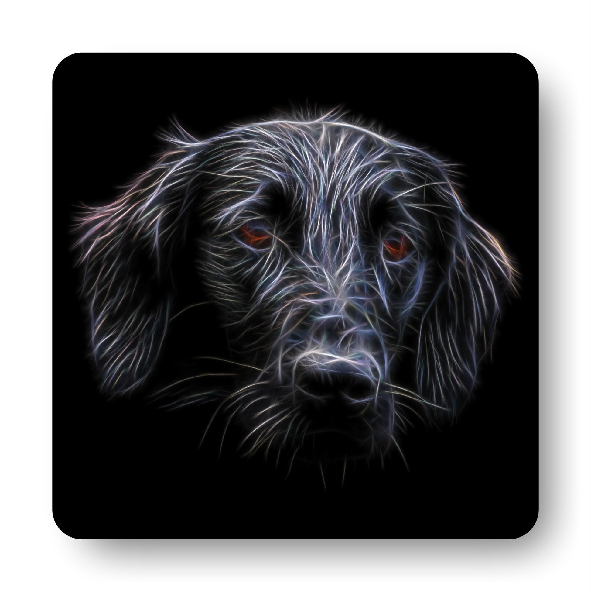 Flat Coated Retriever Coasters with Stunning Fractal Art Design, Perfect Dog Owner Gift