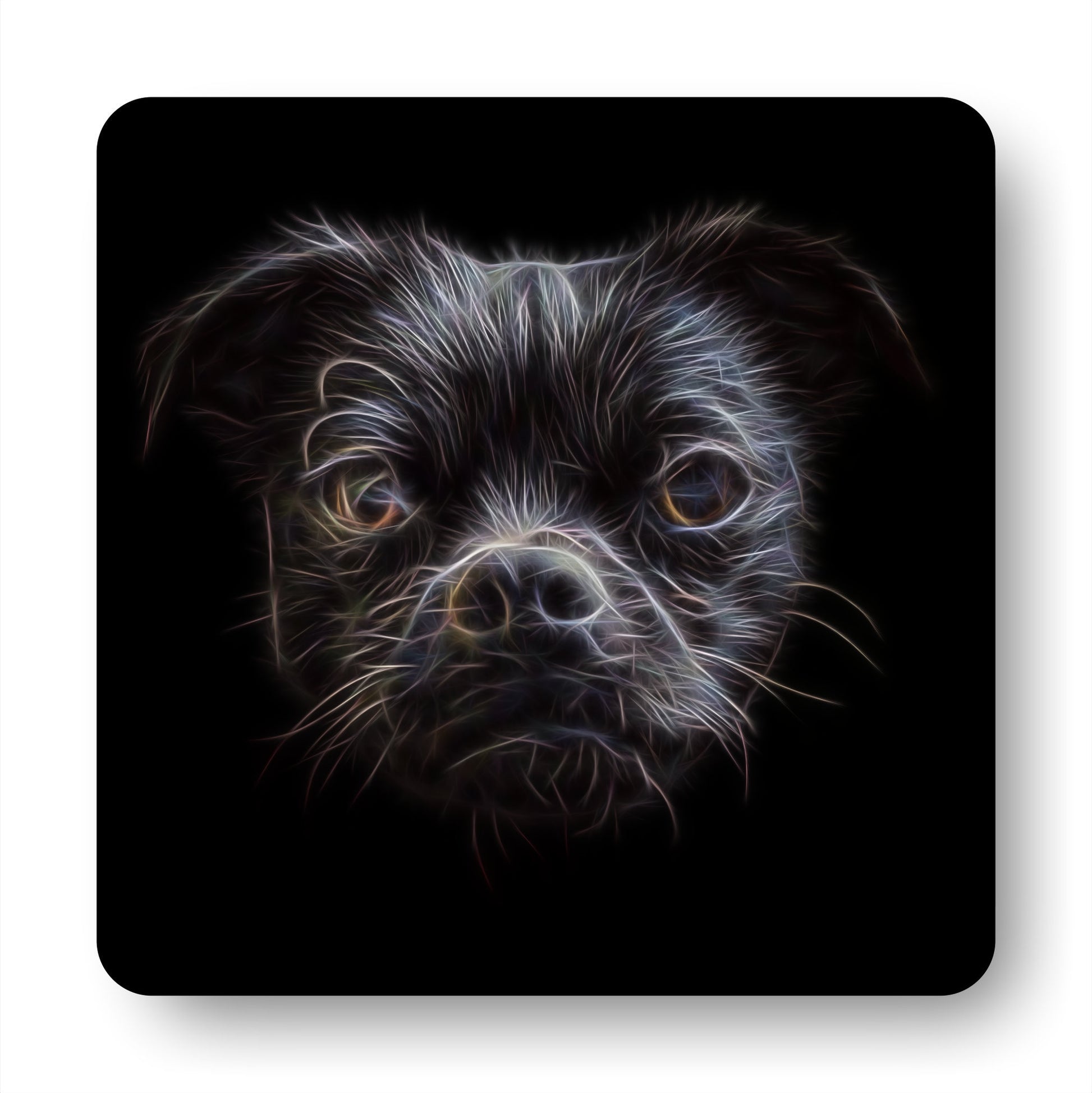 Black Chug Coasters, Set of 2, with Stunning Fractal Art Design.