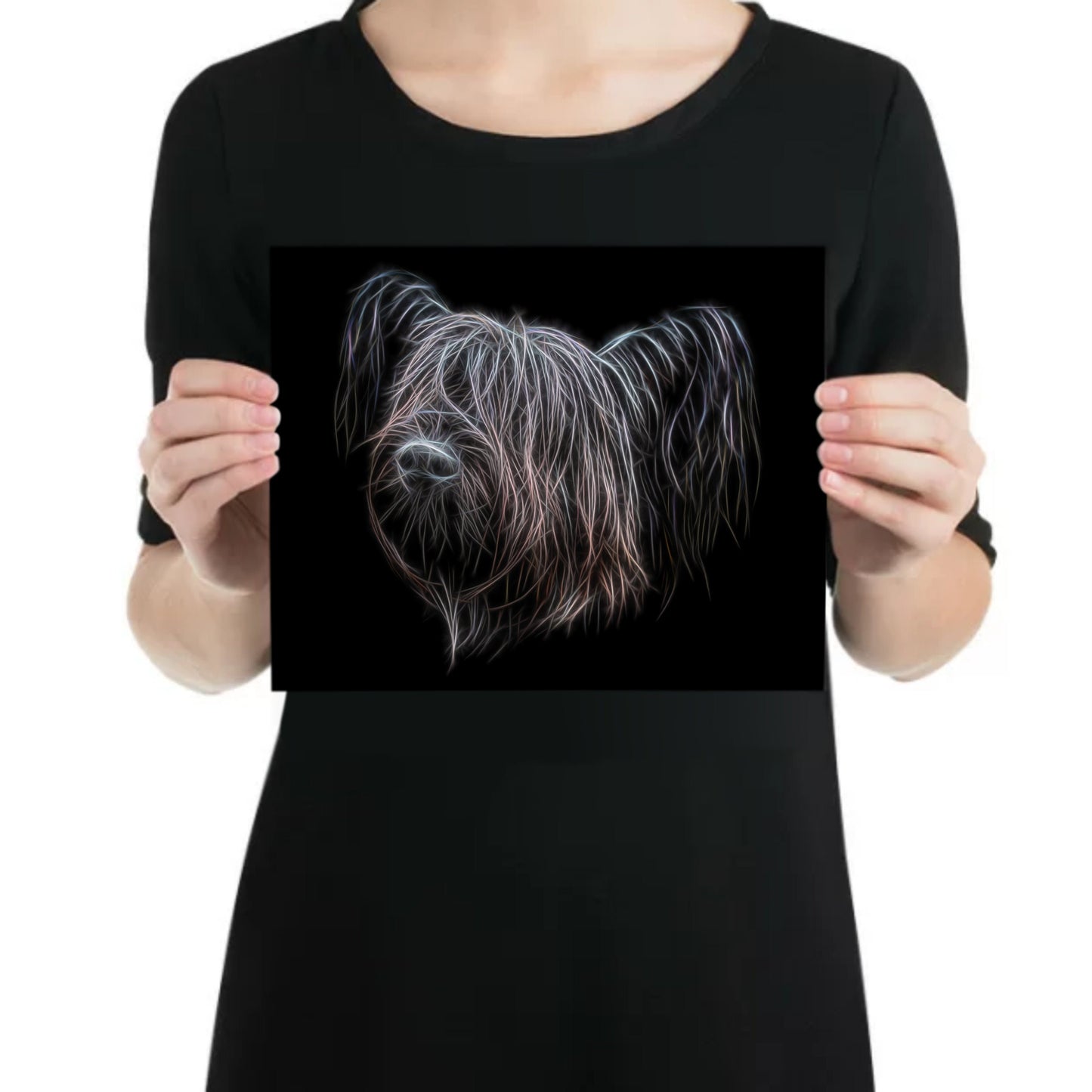 Skye Terrier Metal Wall Plaque with Stunning Fractal Art Design, Perfect Skye Terrier Owner or Dog Lover Gift.