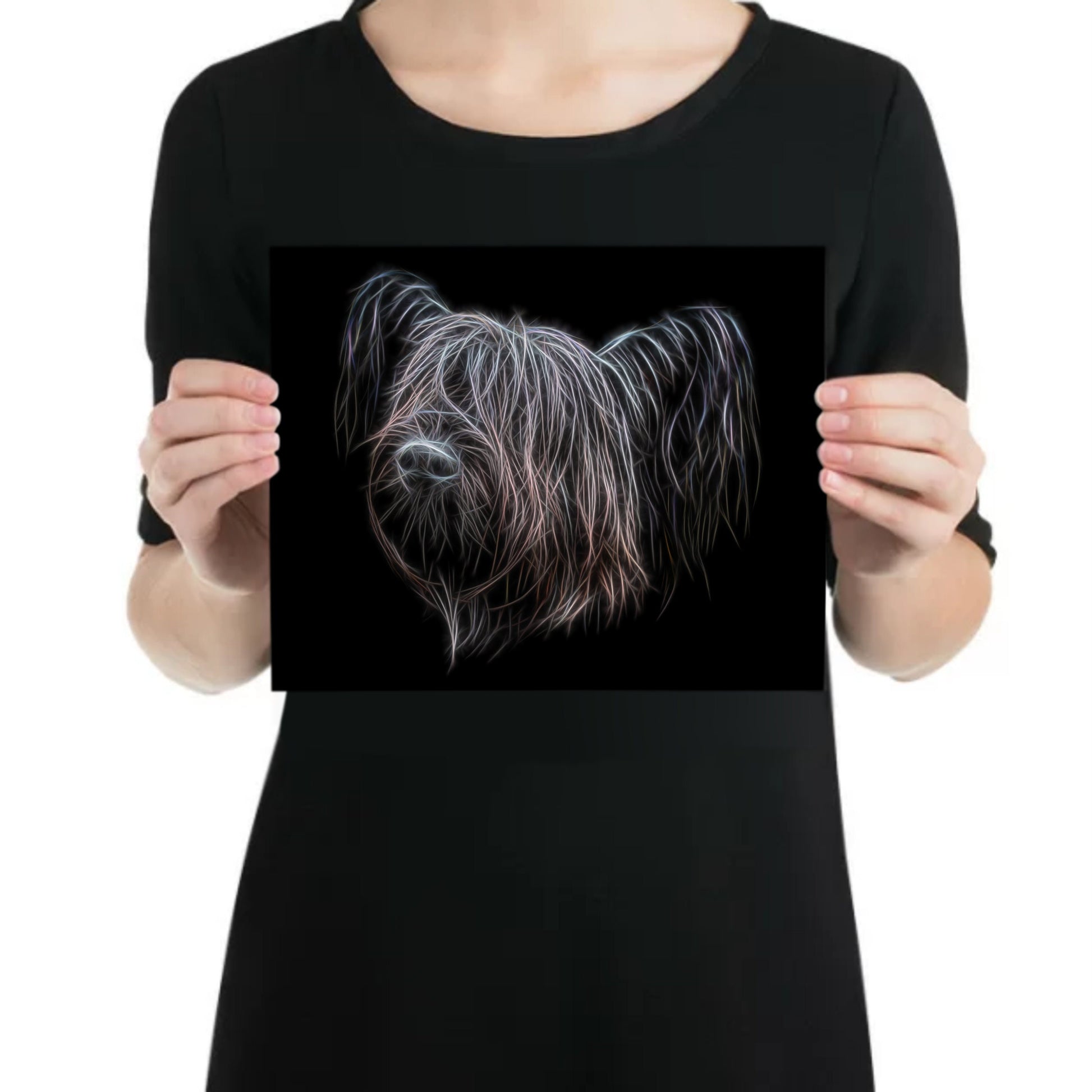 Skye Terrier Metal Wall Plaque with Stunning Fractal Art Design, Perfect Skye Terrier Owner or Dog Lover Gift.