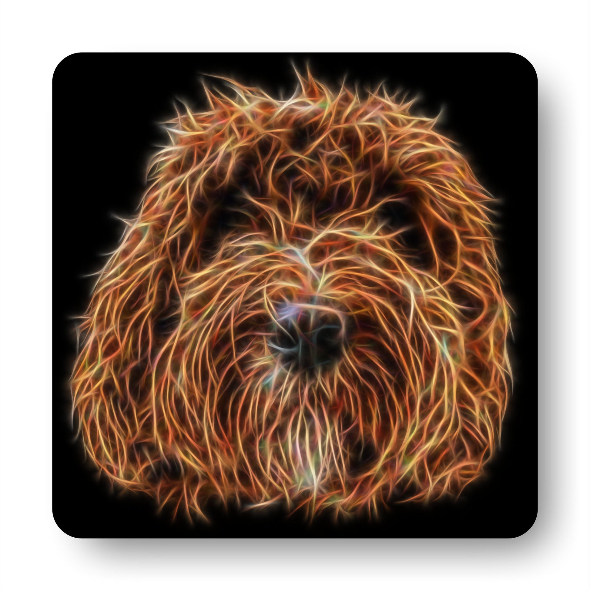 Red Labradoodle Coasters, Set of 2, with Stunning Fractal Art Design