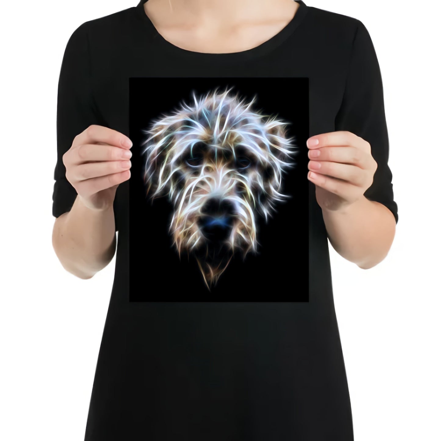 Irish Wolfhound Metal Wall Plaque with Stunning Fractal Art Design.