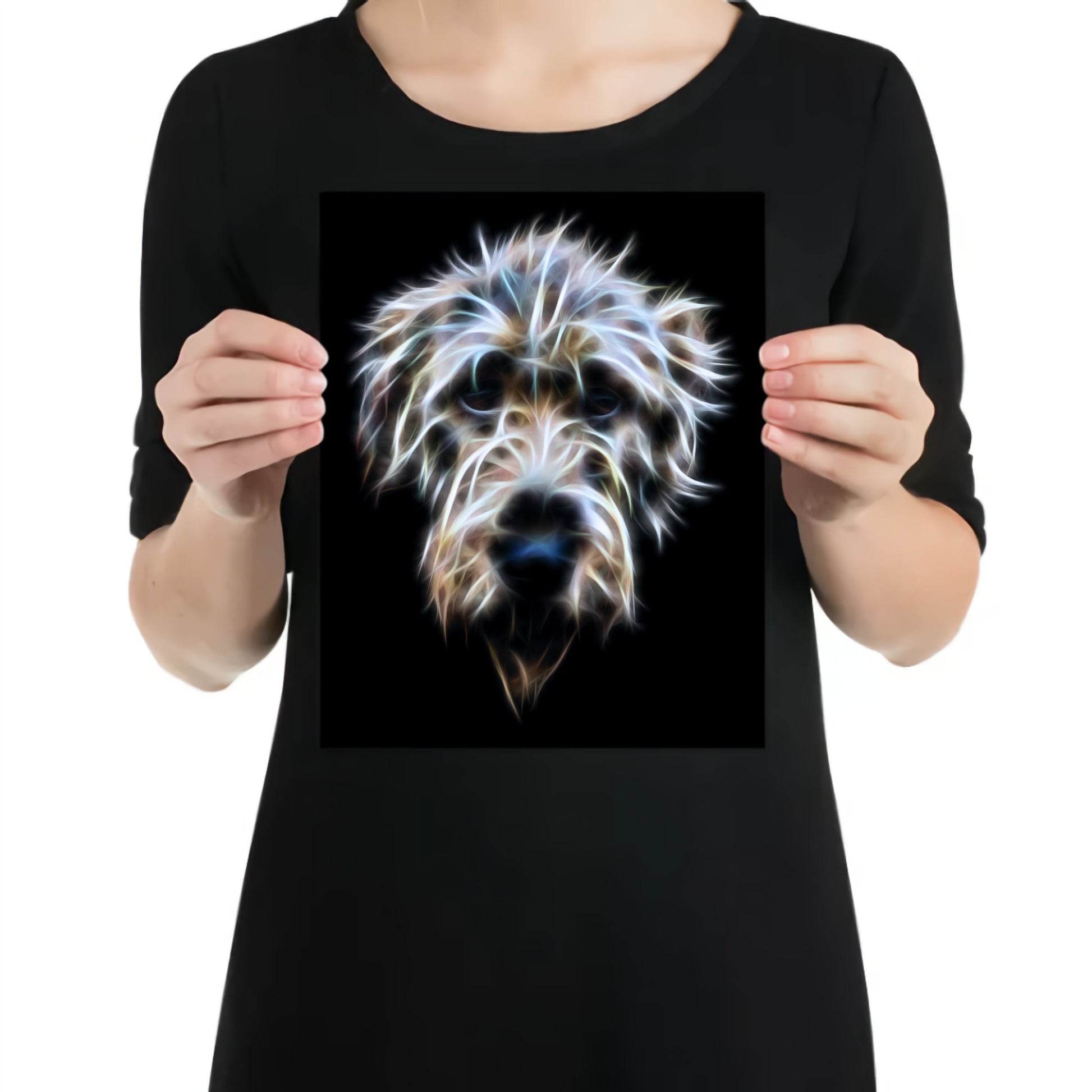 Irish Wolfhound Metal Wall Plaque with Stunning Fractal Art Design.