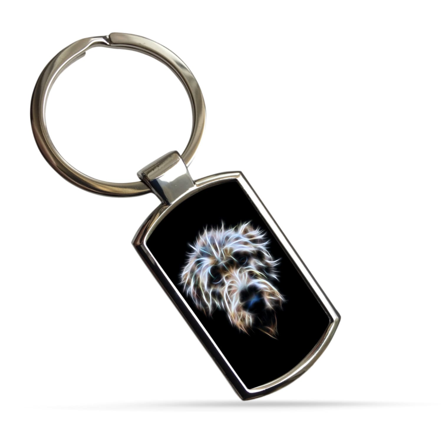 Irish Wolfhound Dog Keychain with Stunning Fractal Art Design