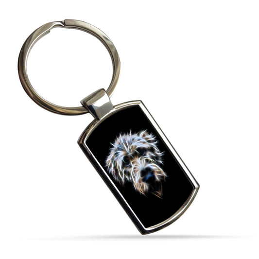 Irish Wolfhound Dog Keychain with Stunning Fractal Art Design