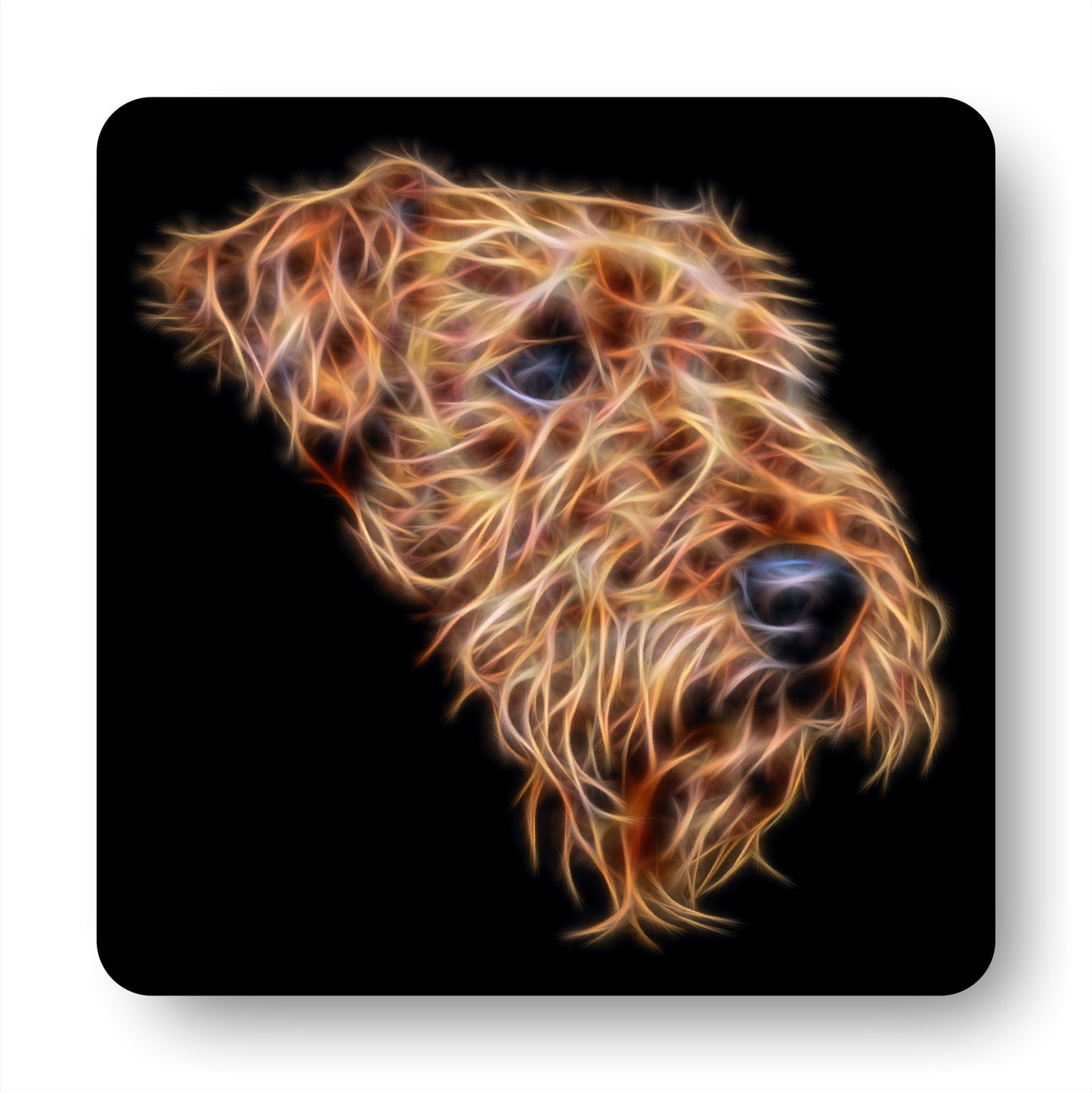 Airedale Terrier Coasters with Stunning Fractal Art Design. Perfect Airedale Lover Gift.