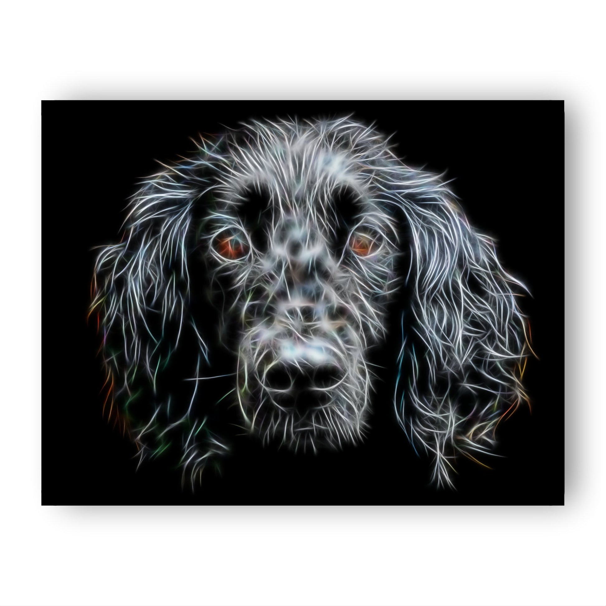 Black Working Cocker Spaniel Print with Stunning Fractal Art Design. Various Sizes Available