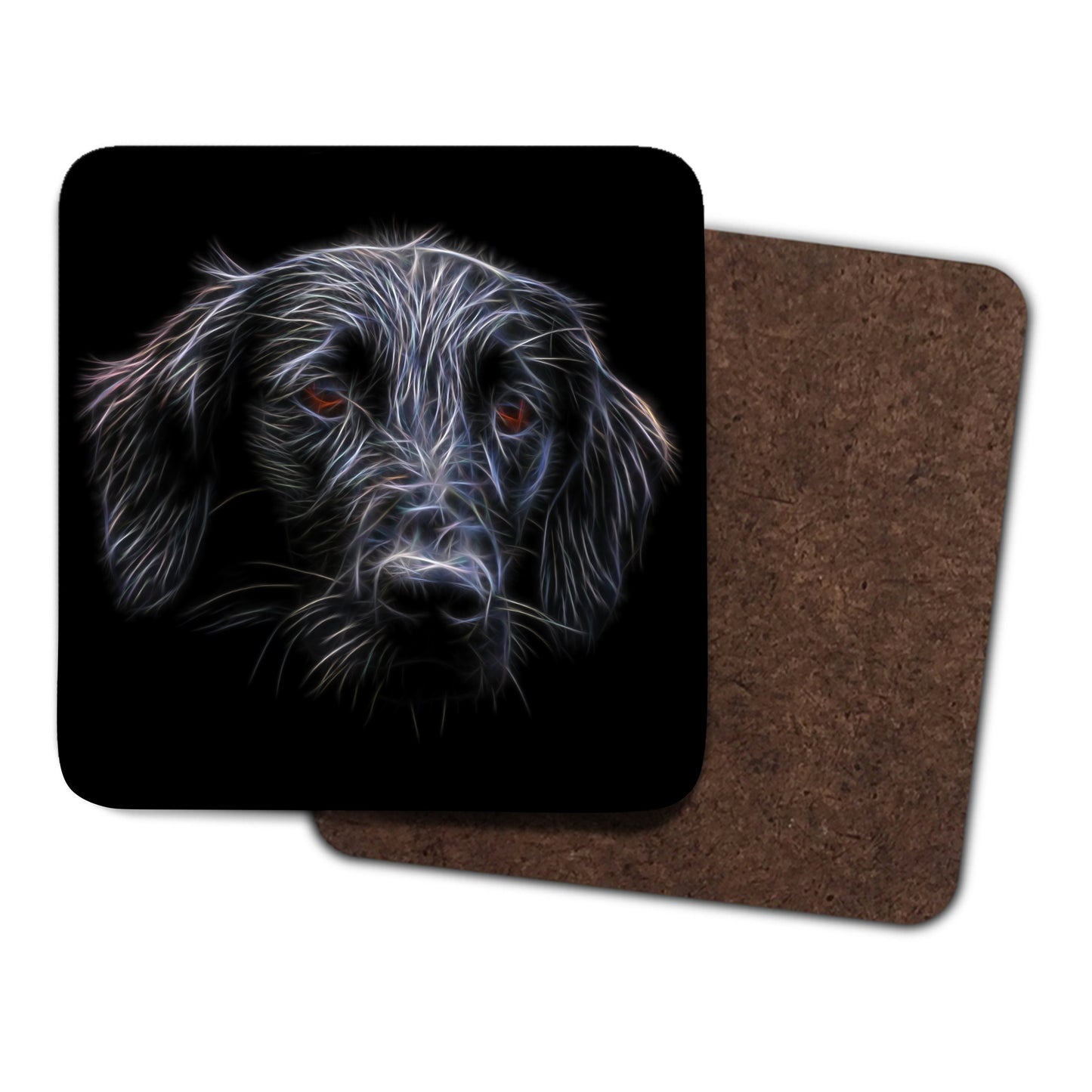 Flat Coated Retriever Coasters with Stunning Fractal Art Design, Perfect Dog Owner Gift
