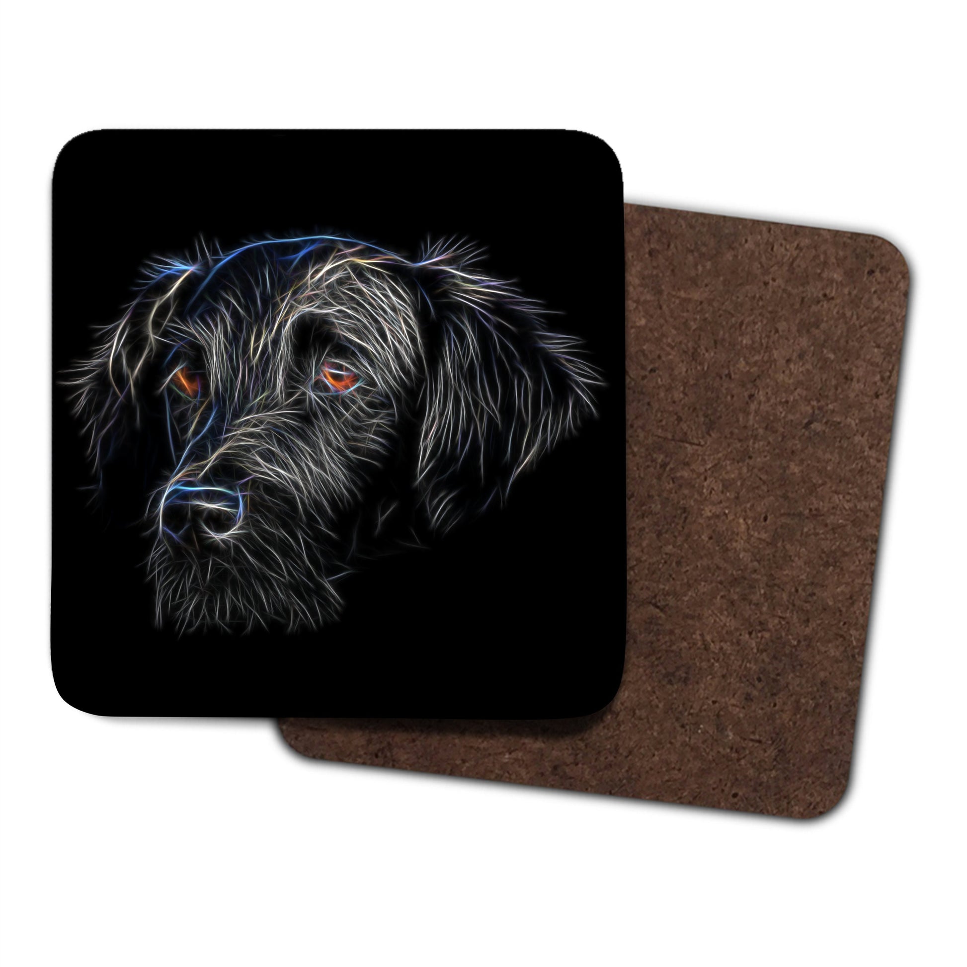 Flat Coated Retriever Coasters with Stunning Fractal Art Design, Perfect Dog Owner Gift
