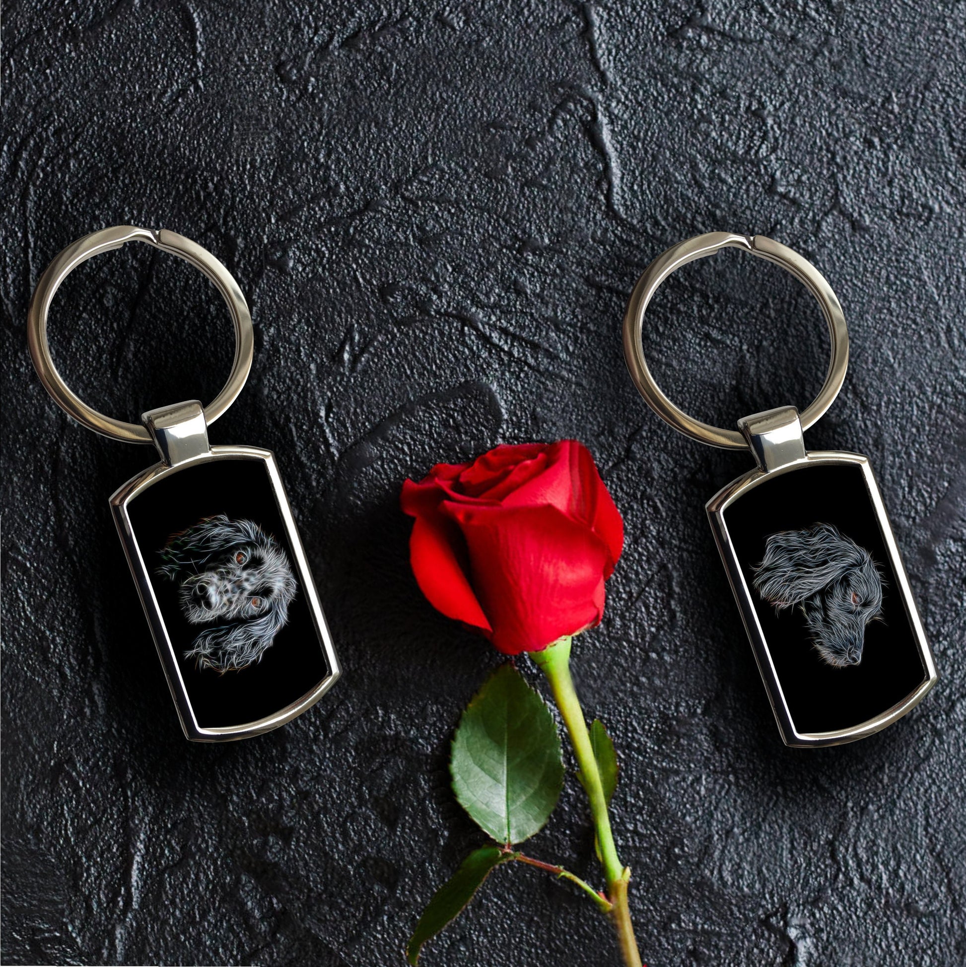 Black Working Cocker Spaniel Metal Rectangle Keyring