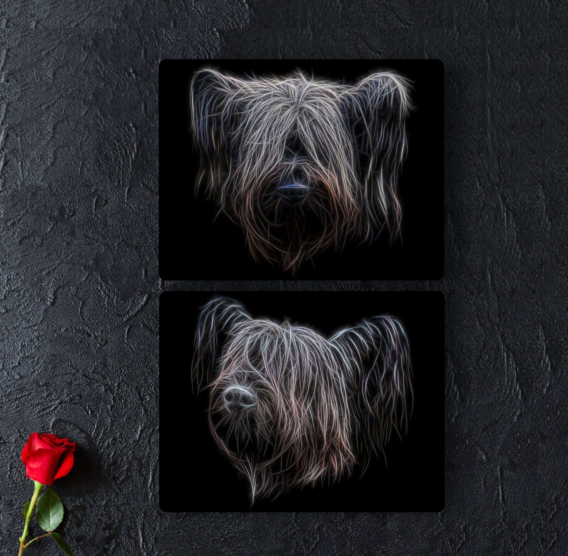 Skye Terrier Metal Wall Plaque with Stunning Fractal Art Design, Perfect Skye Terrier Owner or Dog Lover Gift.