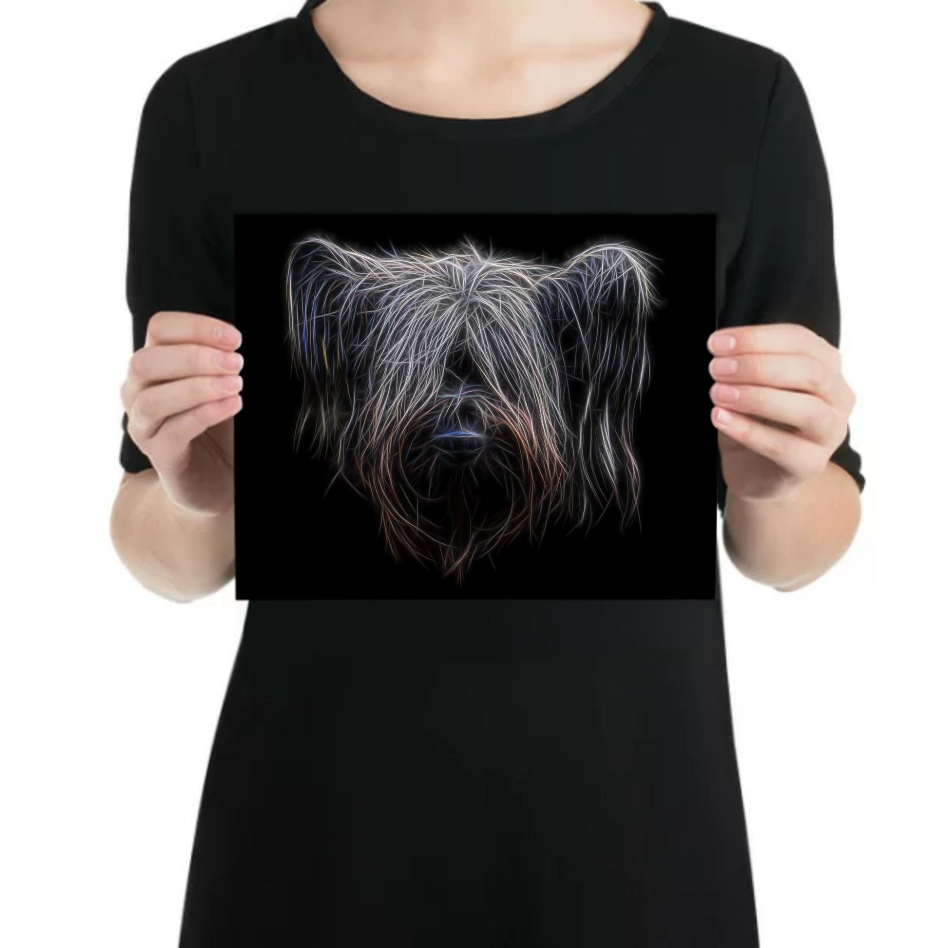 Skye Terrier Metal Wall Plaque with Stunning Fractal Art Design, Perfect Skye Terrier Owner or Dog Lover Gift.