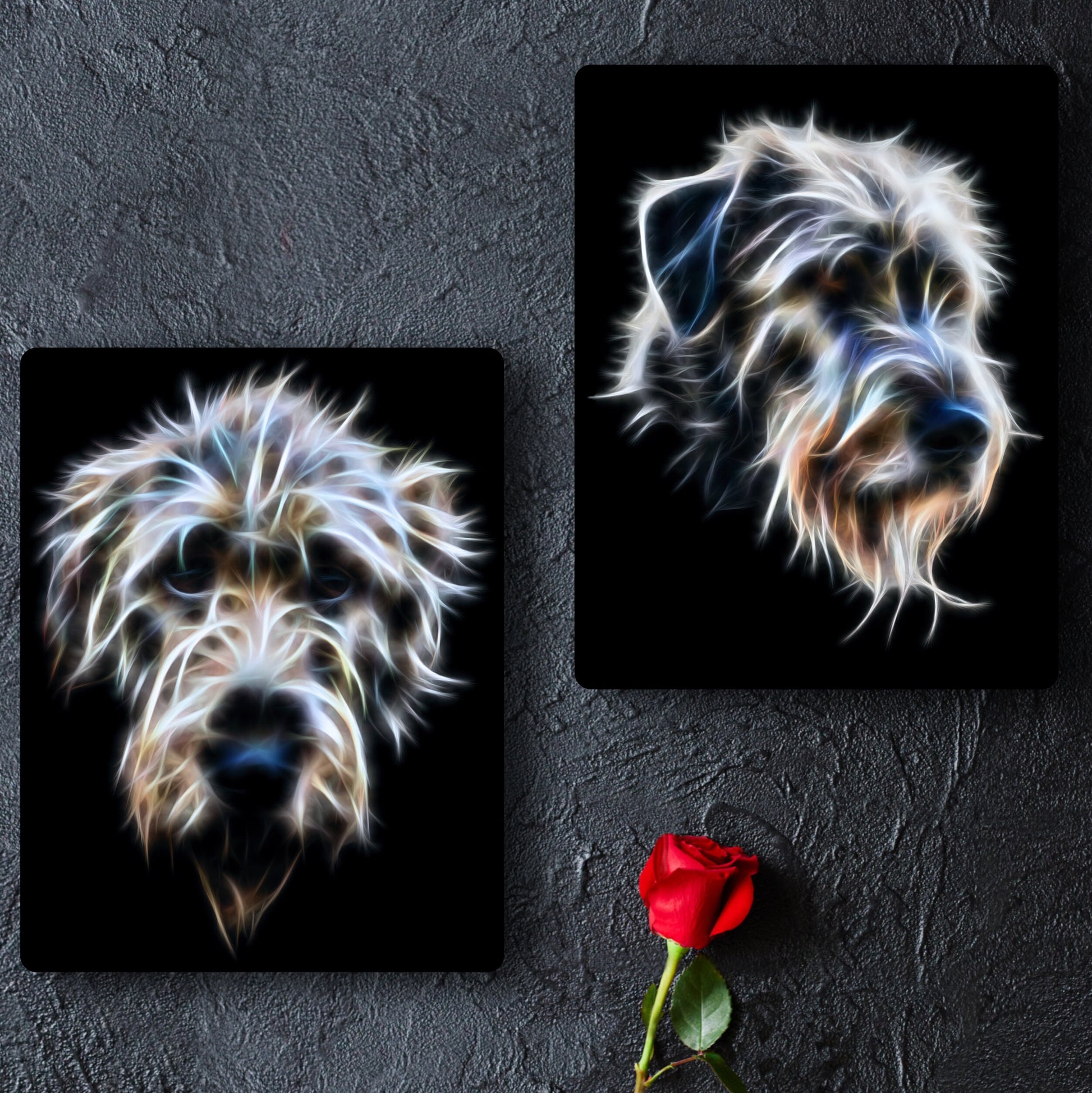 Irish Wolfhound Metal Wall Plaque with Stunning Fractal Art Design.