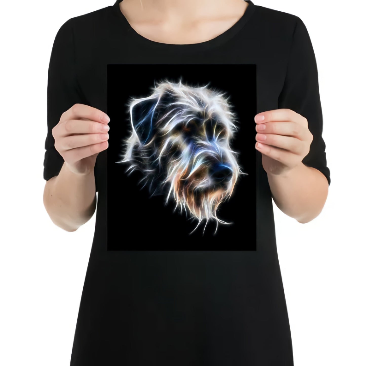 Irish Wolfhound Metal Wall Plaque with Stunning Fractal Art Design.