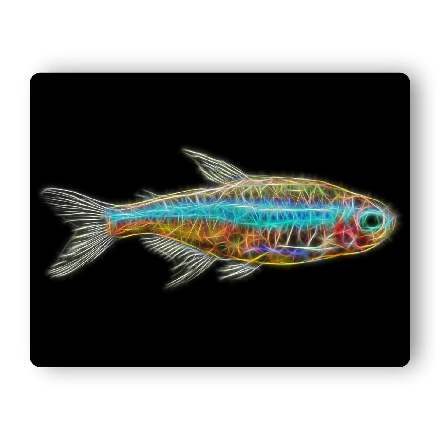 Tetra Fish Metal Wall Plaque with Stunning Fractal Art Design.
