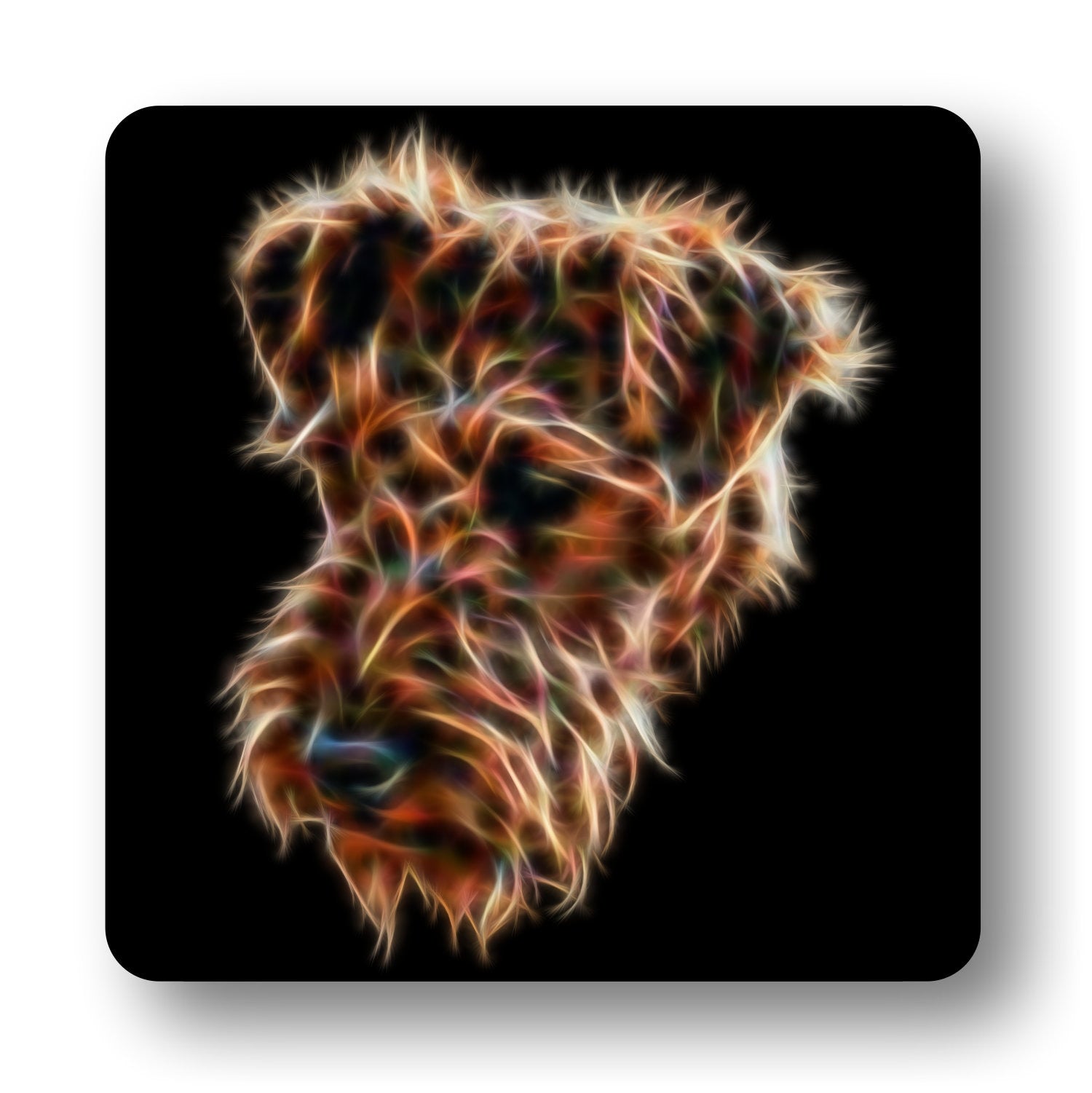 Airedale Terrier Coasters with Stunning Fractal Art Design. Perfect Airedale Lover Gift.