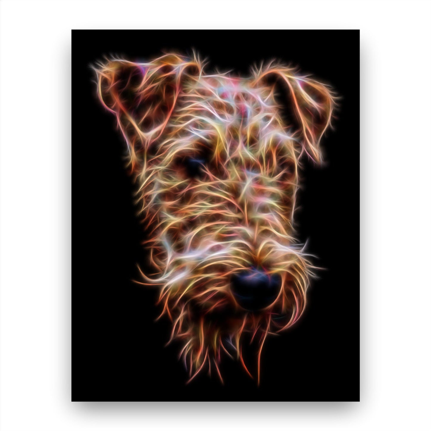 Airedale Terrier Print with Stunning Fractal Art Design. Various Sizes Available