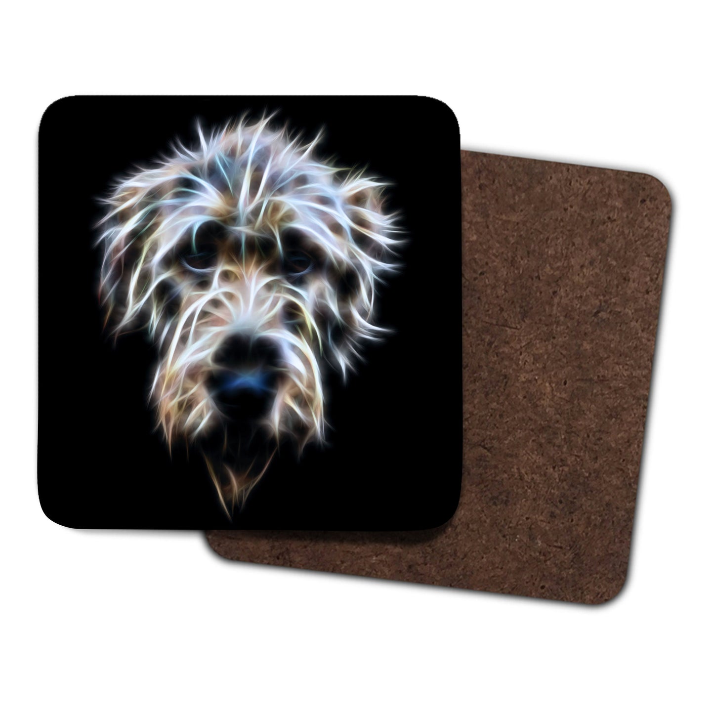 Irish Wolfhound Coasters, Set of 2, with Stunning Fractal Art Design.
