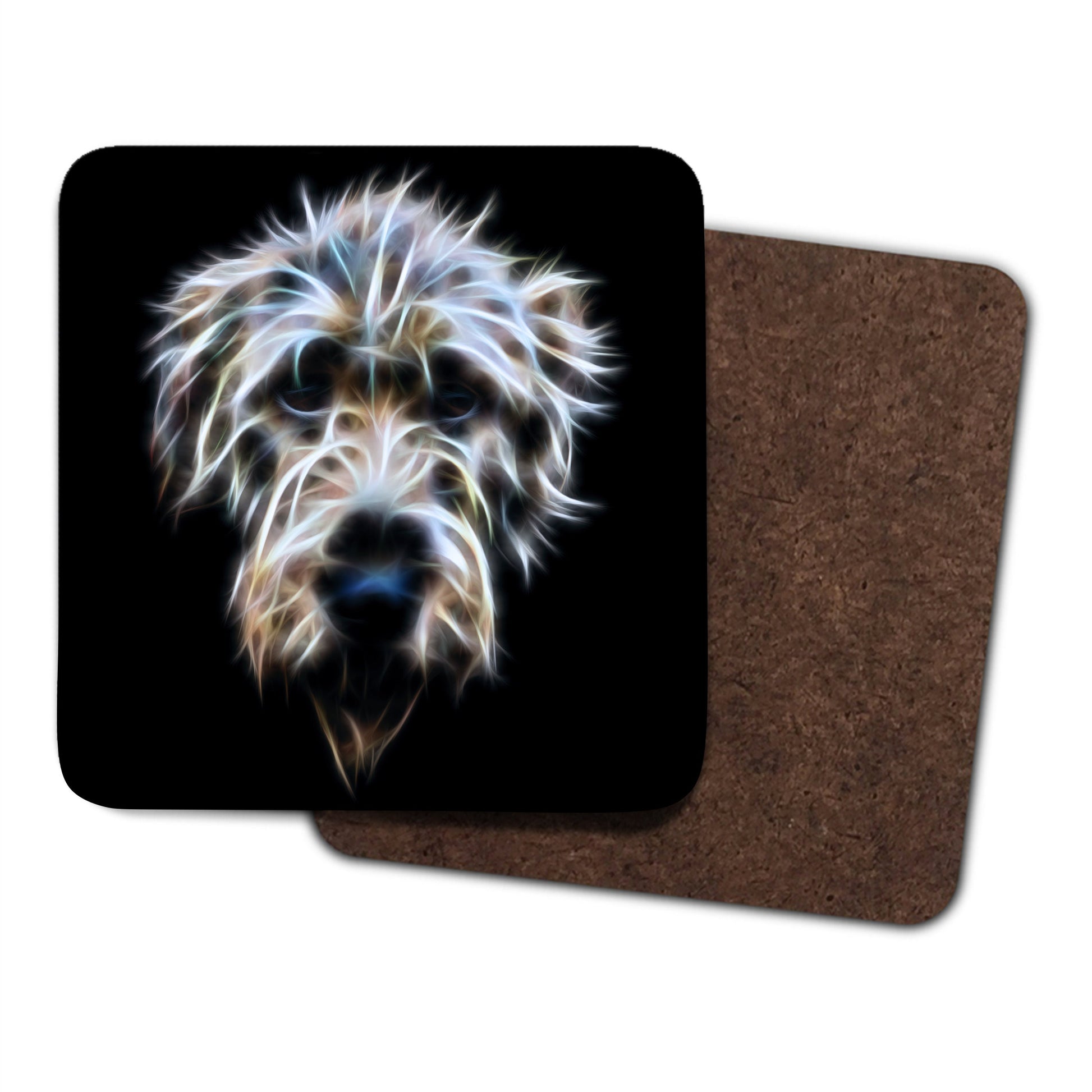 Irish Wolfhound Coasters, Set of 2, with Stunning Fractal Art Design.