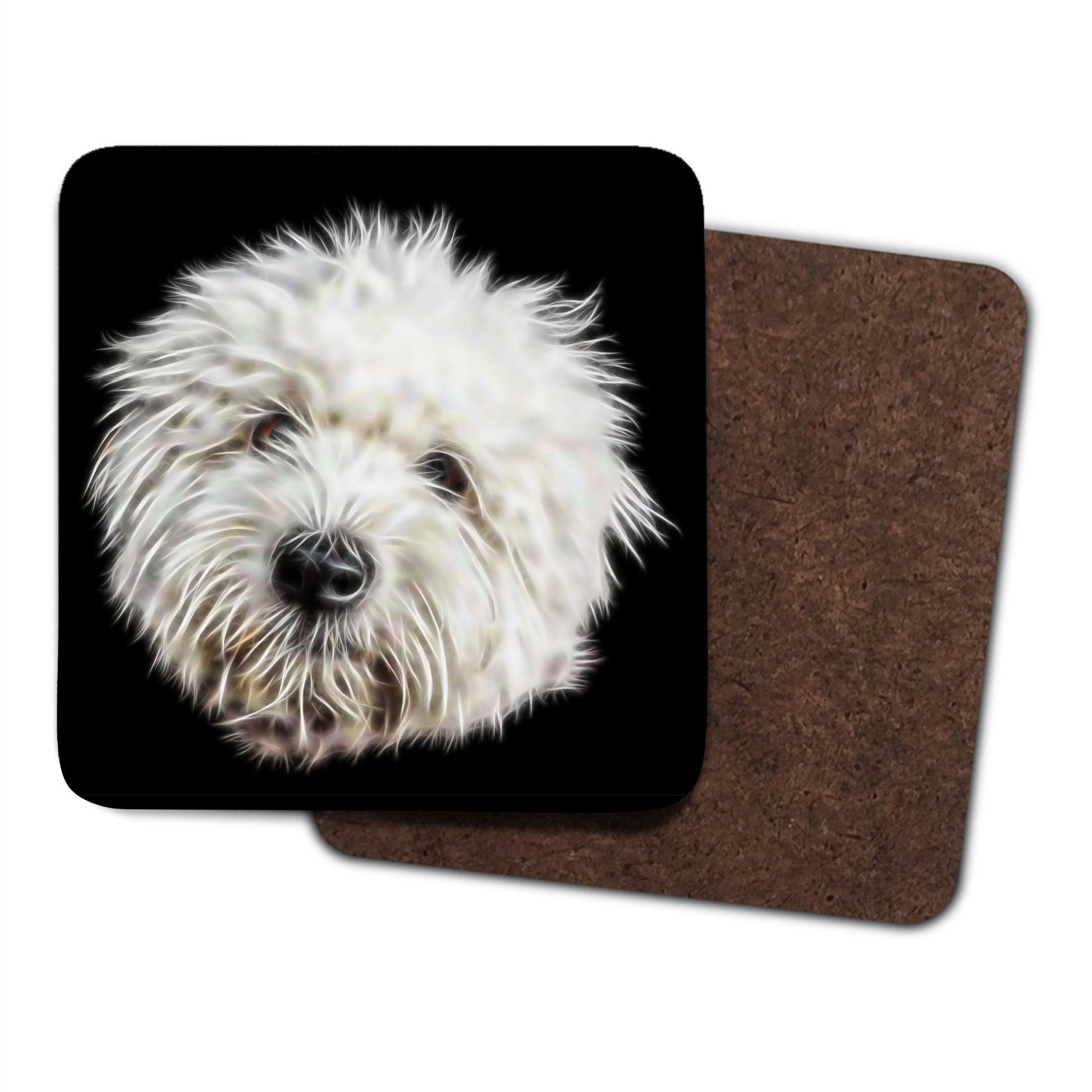 Coton De Tulear Coasters, Set of 2, with Stunning Fractal Art Design.