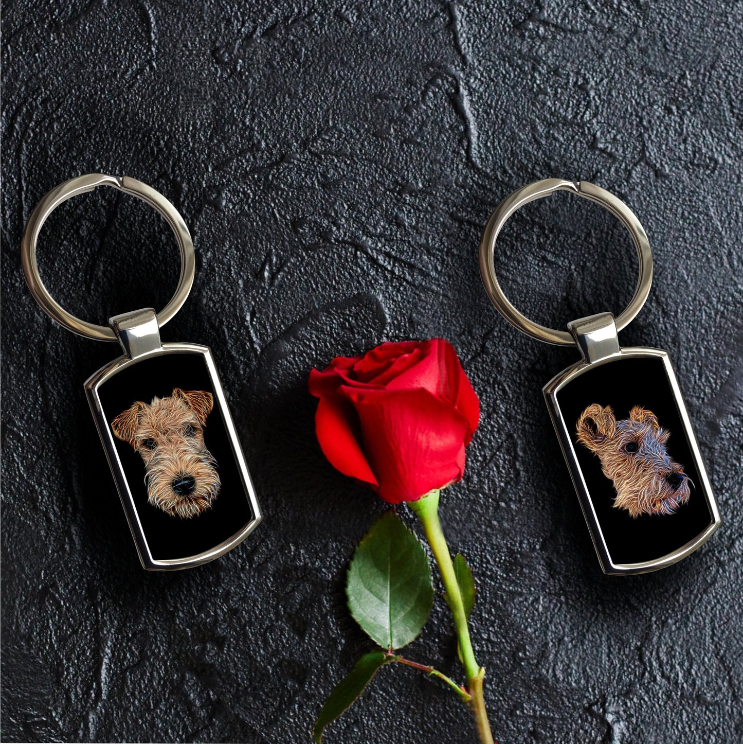 Lakeland Terrier Keychain with Stunning Fractal Art Design