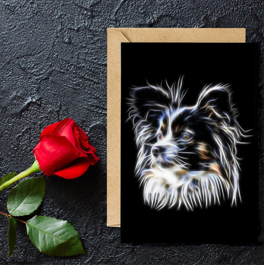 Papillon Greeting Card with Stunning Fractal Art Design. Blank Inside for Birthdays or any other Occasion