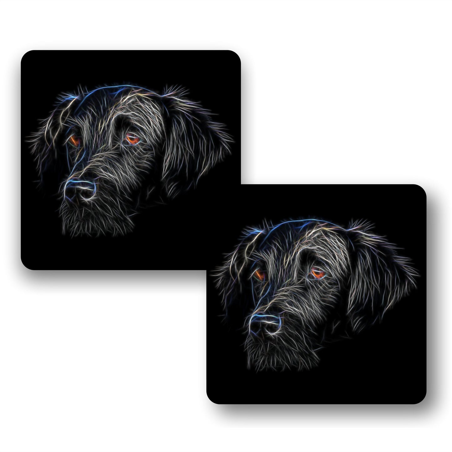 Flat Coated Retriever Coasters with Stunning Fractal Art Design, Perfect Dog Owner Gift