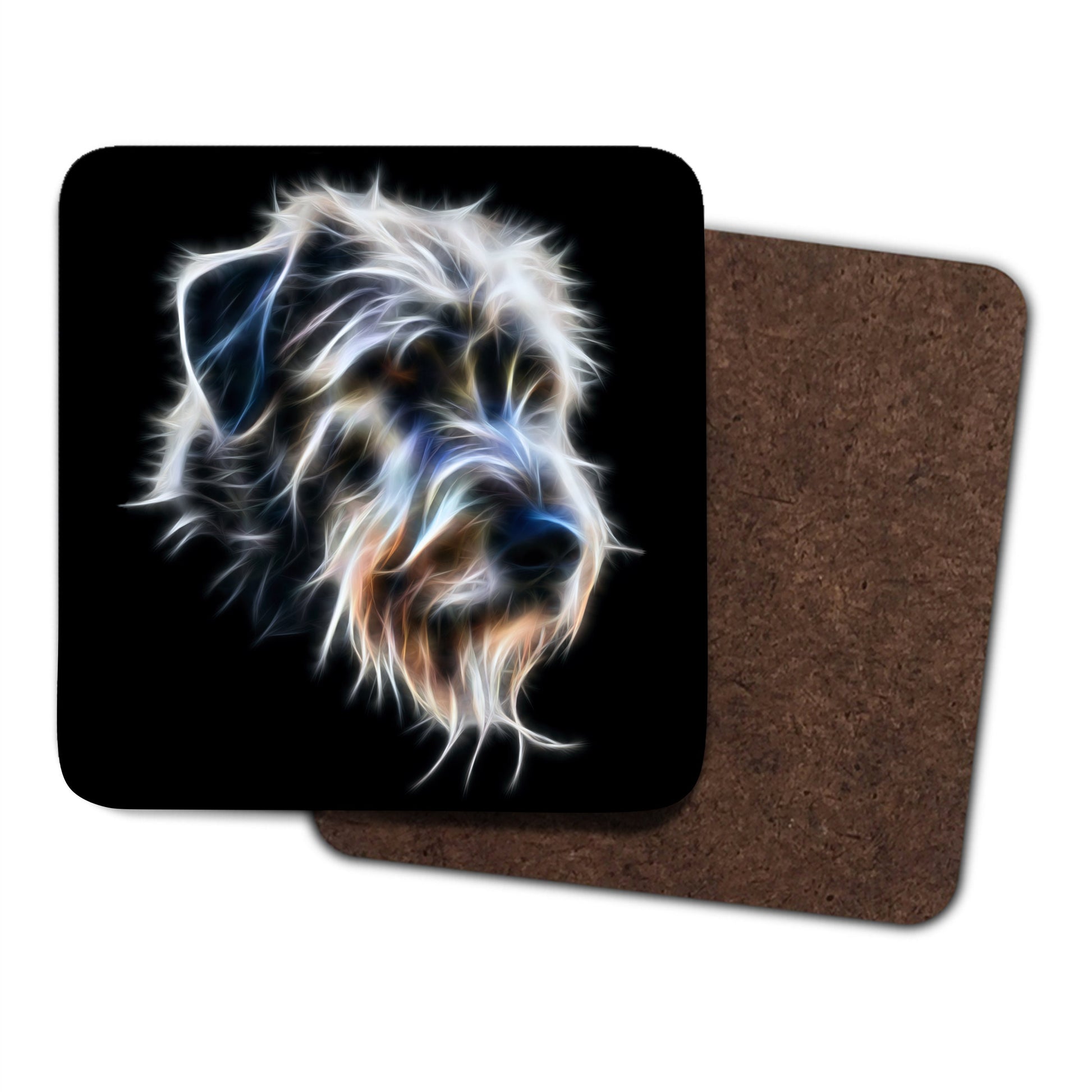 Irish Wolfhound Coasters, Set of 2, with Stunning Fractal Art Design.