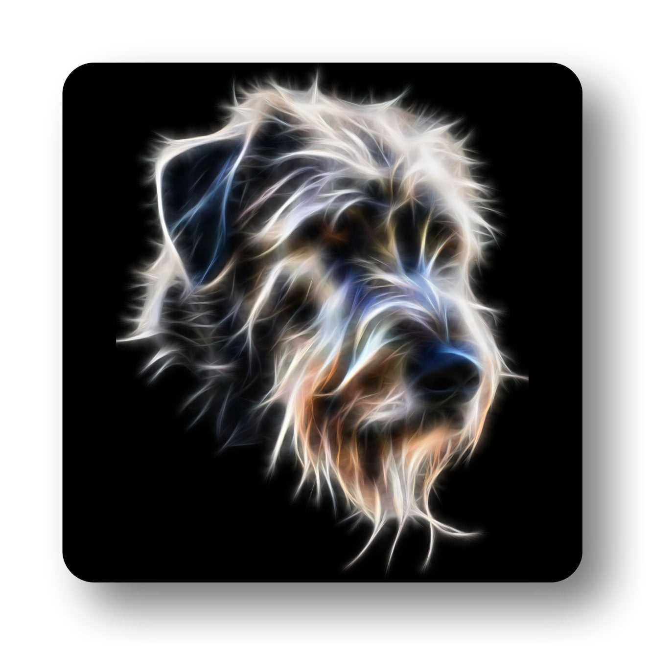 Irish Wolfhound Coasters, Set of 2, with Stunning Fractal Art Design.