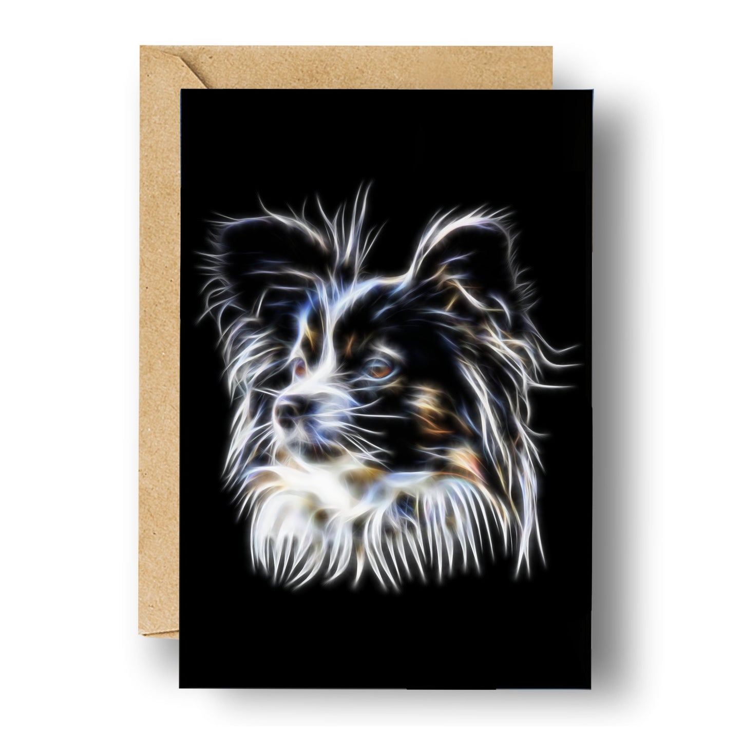 Papillon Greeting Card with Stunning Fractal Art Design. Blank Inside for Birthdays or any other Occasion