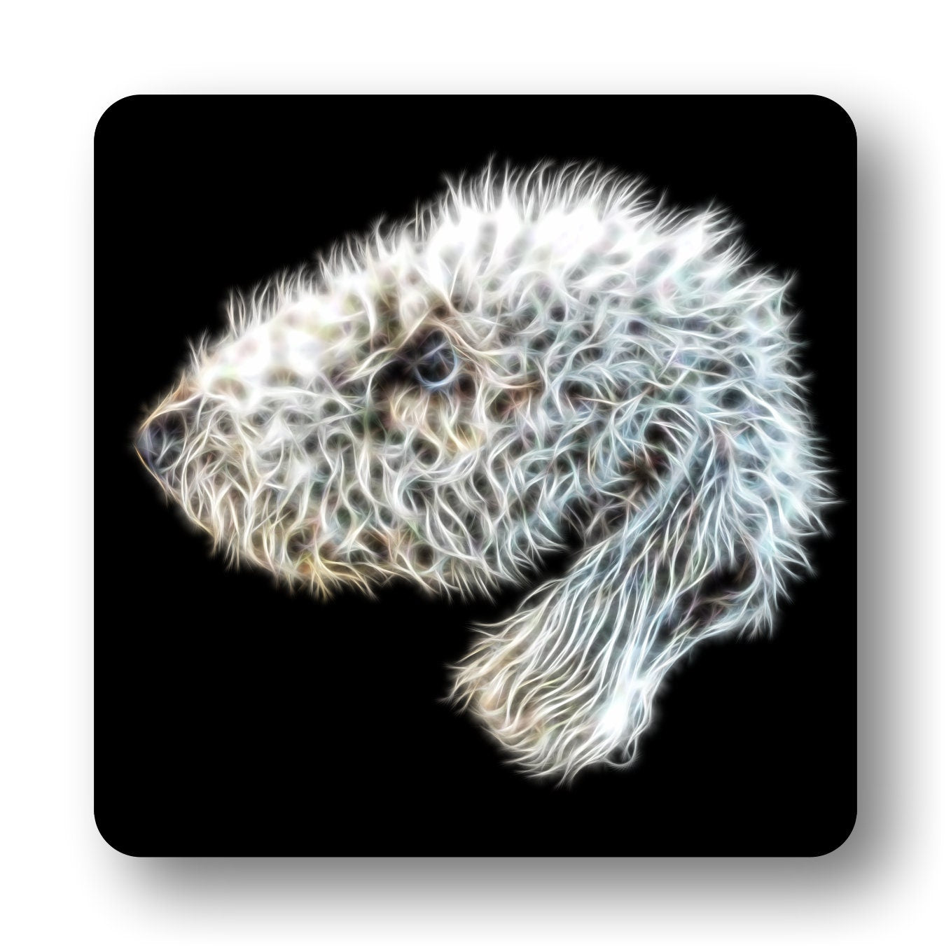 Bedlington Terrier Coaster Set with Fractal Art Design Set #1