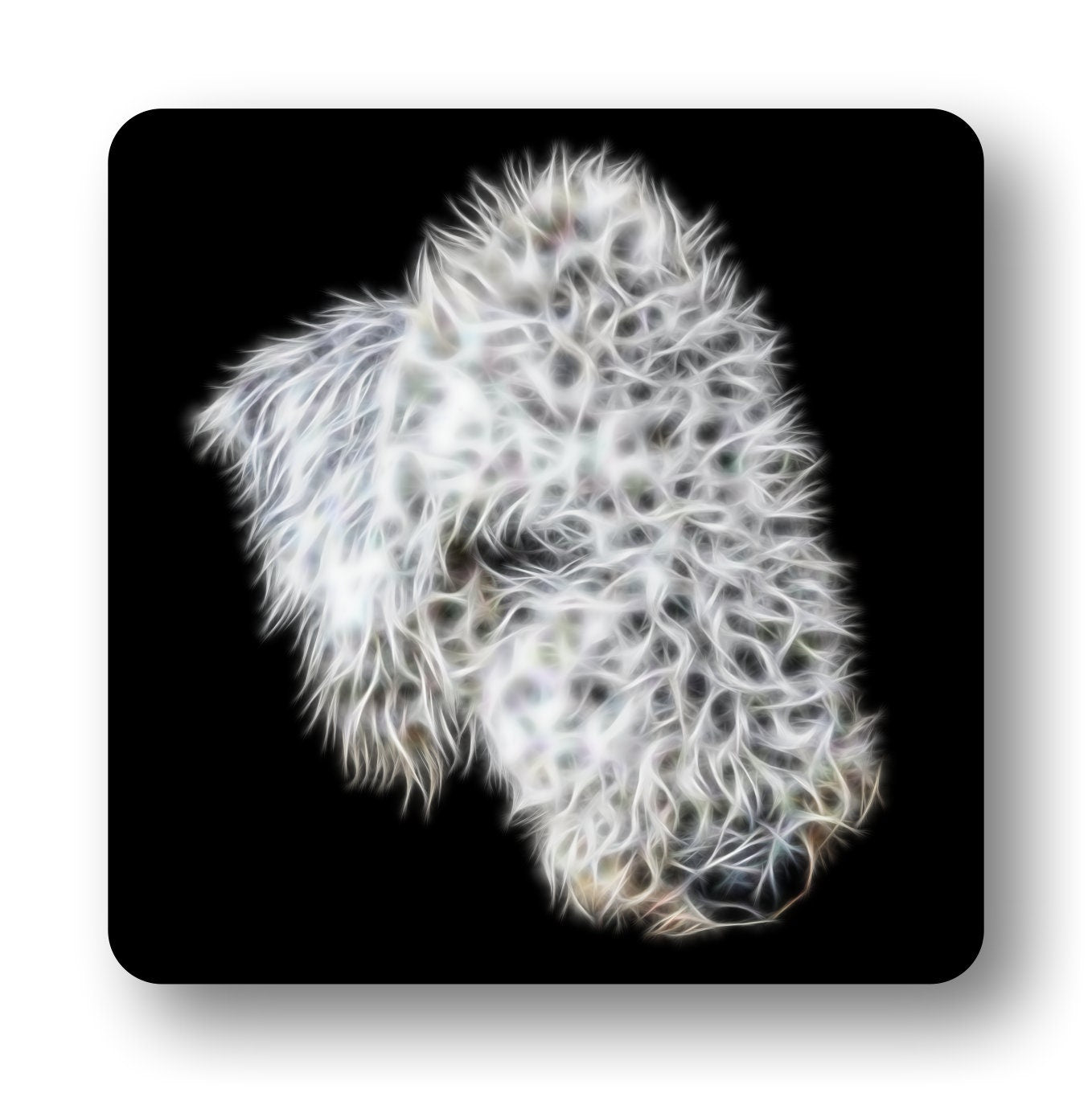 Bedlington Terrier Coaster Set with Fractal Art Design Set #1