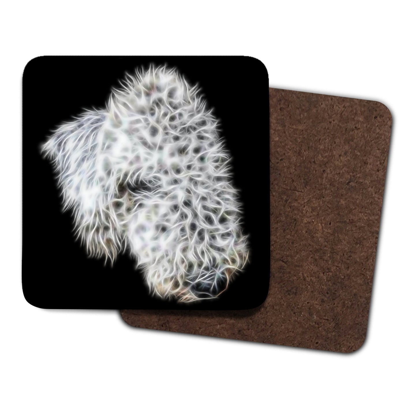 Bedlington Terrier Coaster Set with Fractal Art Design Set #1