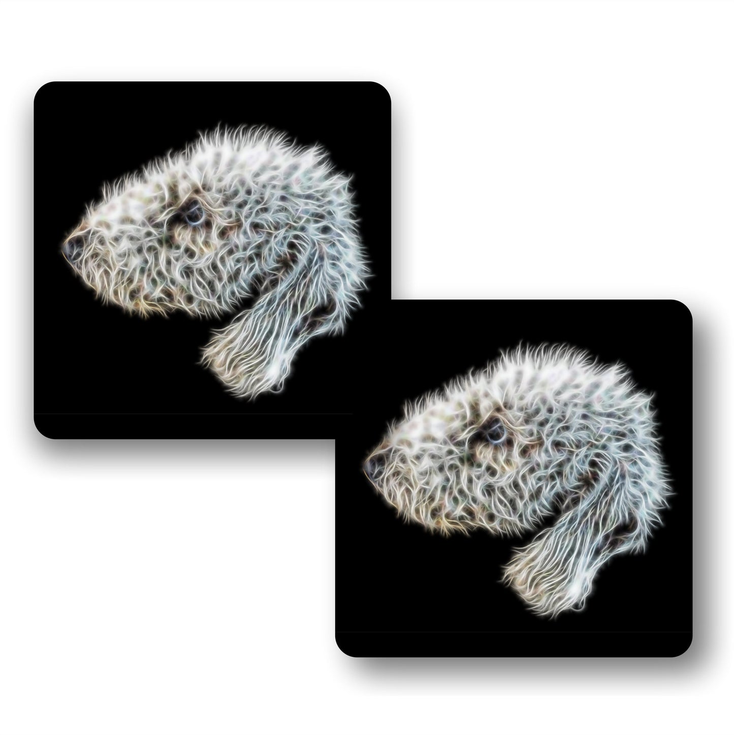 Bedlington Terrier Coaster Set with Fractal Art Design Set #1