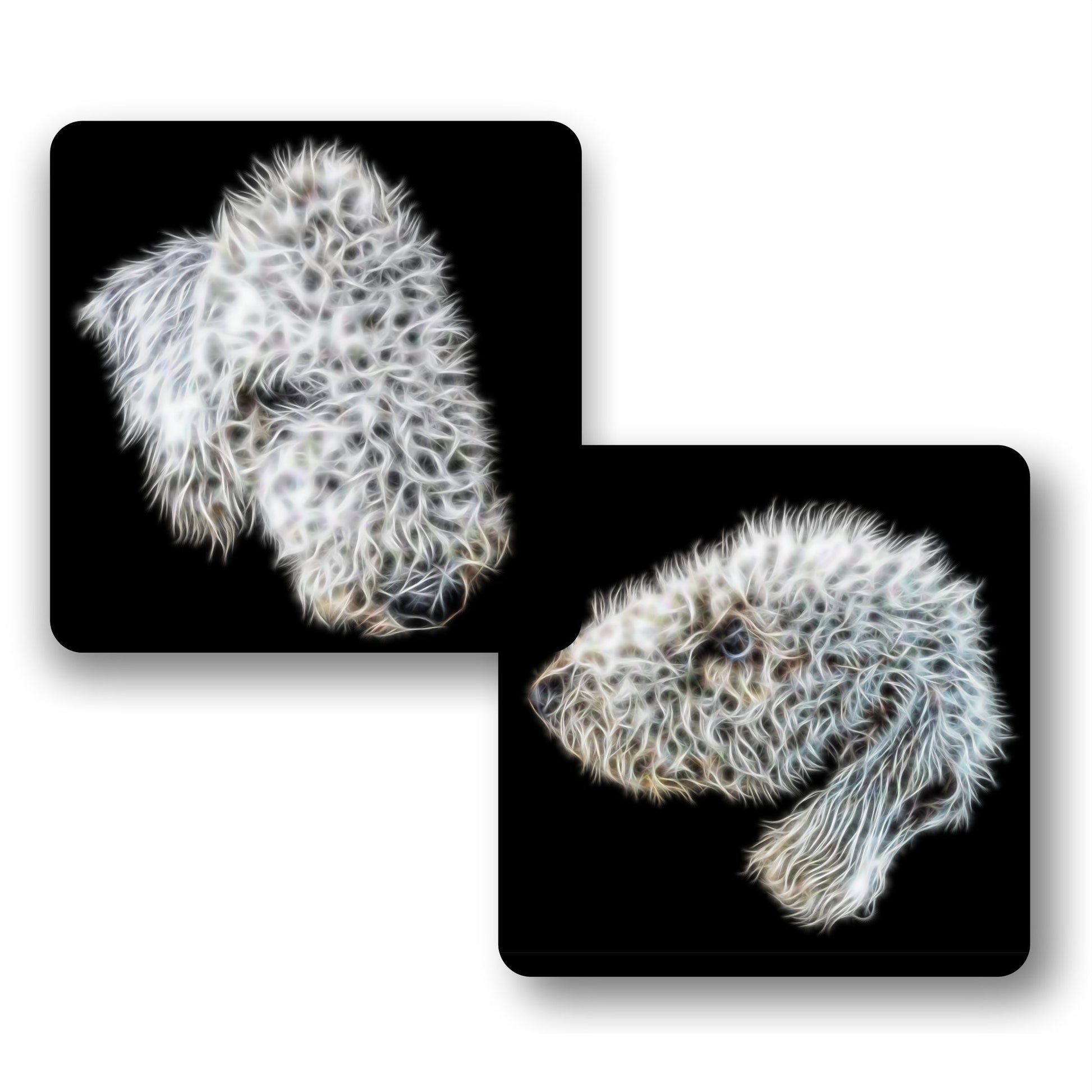 Bedlington Terrier Coaster Set with Fractal Art Design Set #1
