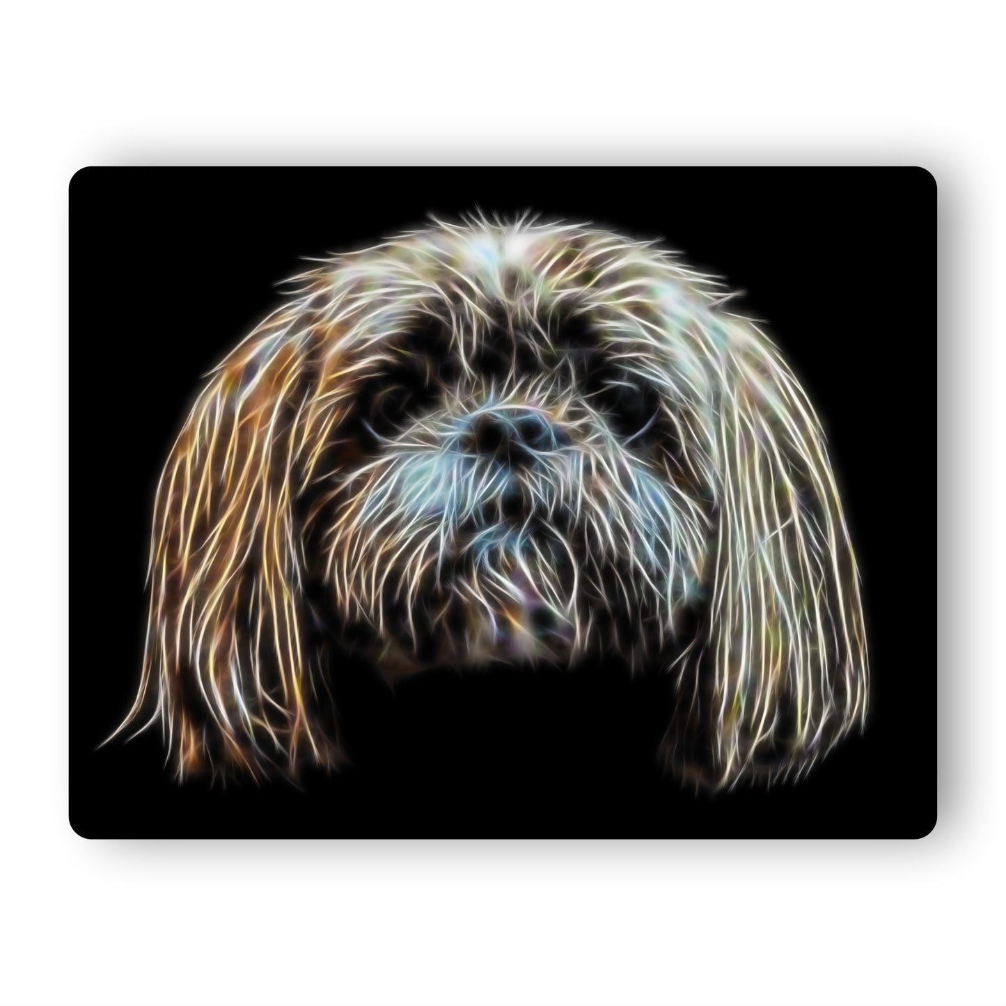 Shih Tzu Metal Wall Plaque with Stunning Fractal Art Design