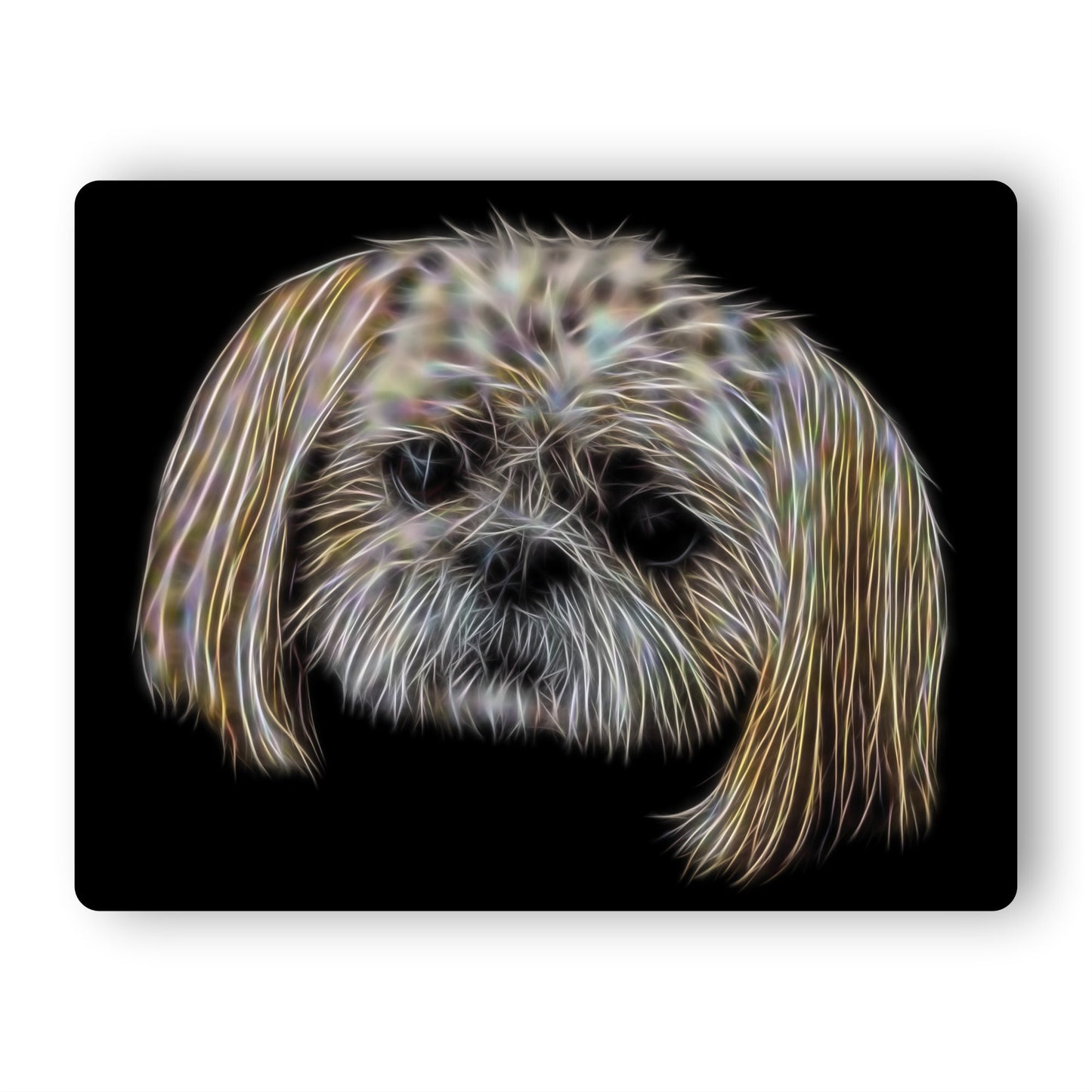 Shih Tzu Metal Wall Plaque with Stunning Fractal Art Design