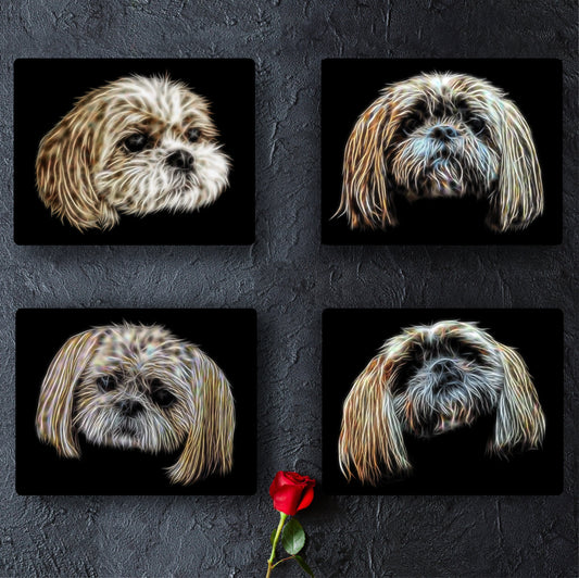 Shih Tzu Metal Wall Plaque with Stunning Fractal Art Design