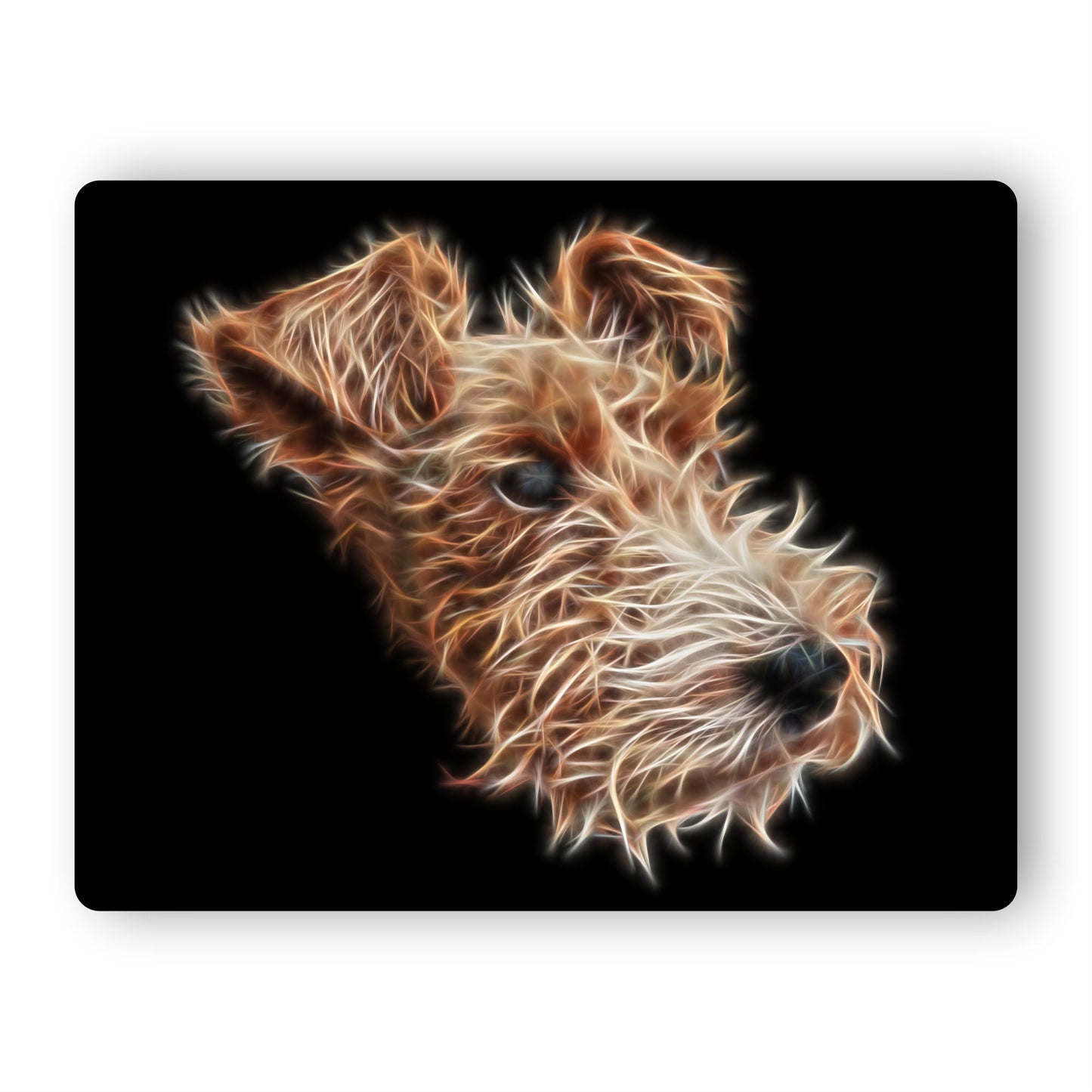 Wire Haired Fox Terrier Metal Wall Plaque with Stunning Fractal Art Design