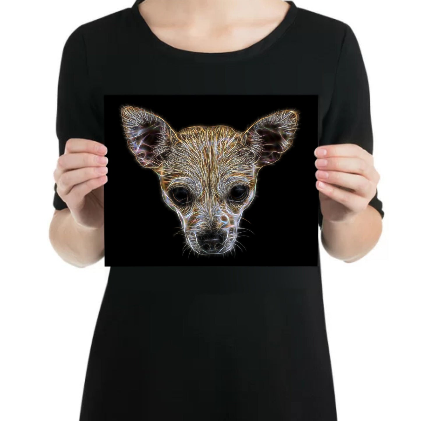 Cream Chihuahua Print with Stunning Fractal Art Design.