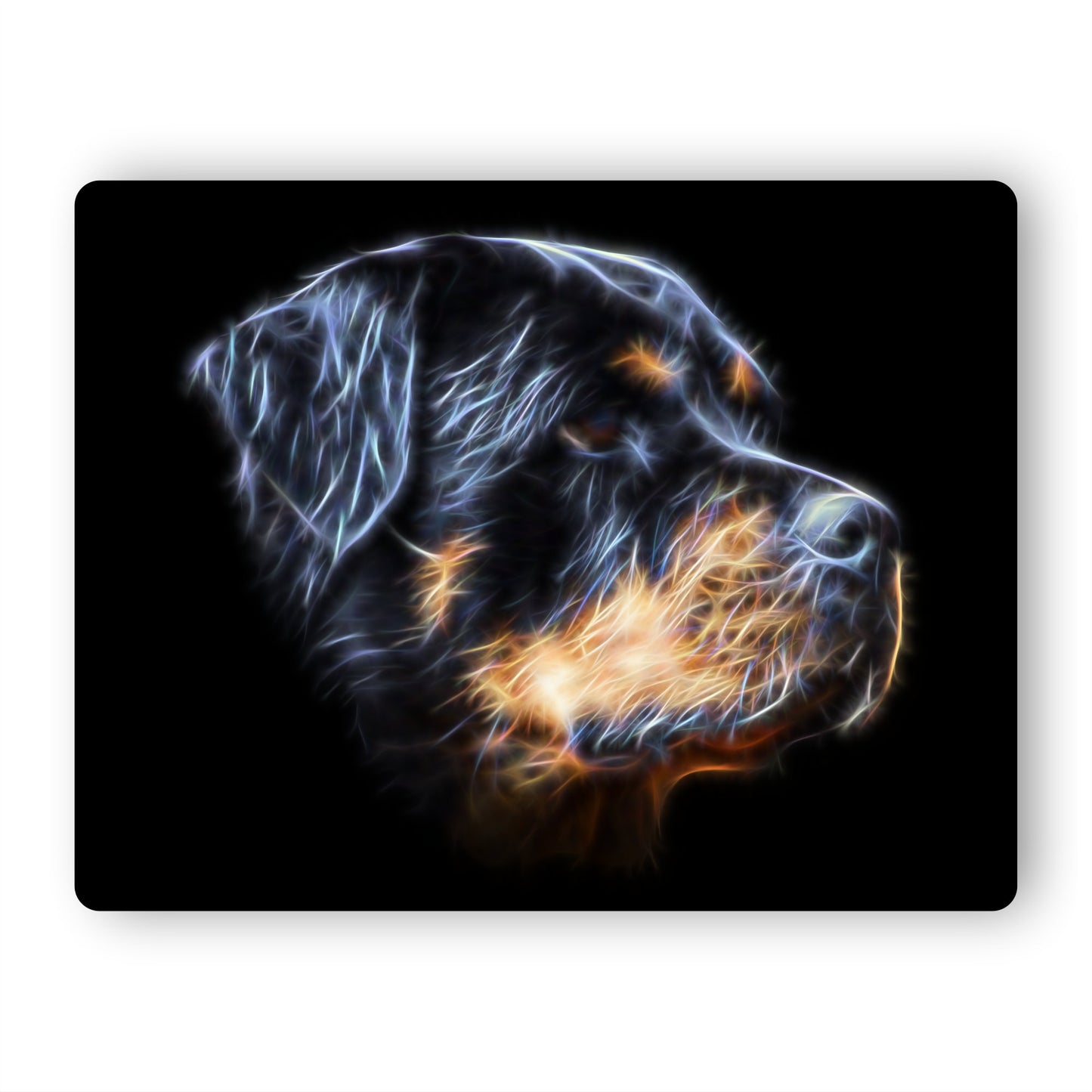 Rottweiler Aluminium Metal Wall Plaque with Stunning Fractal Art Design.