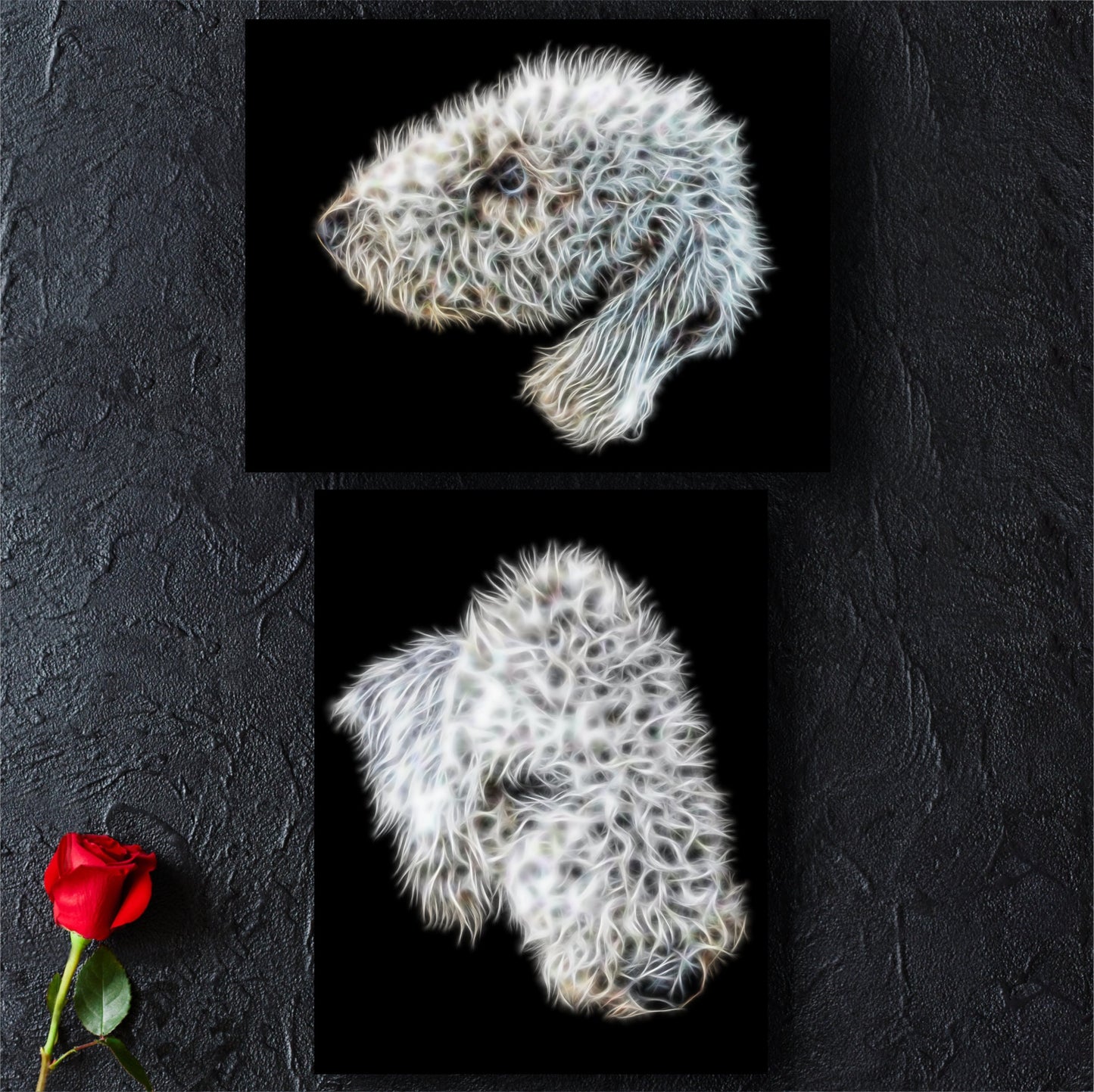 Bedlington Terrier Metal Wall Plaque with Stunning Fractal Art Design