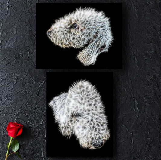 Bedlington Terrier Metal Wall Plaque with Stunning Fractal Art Design