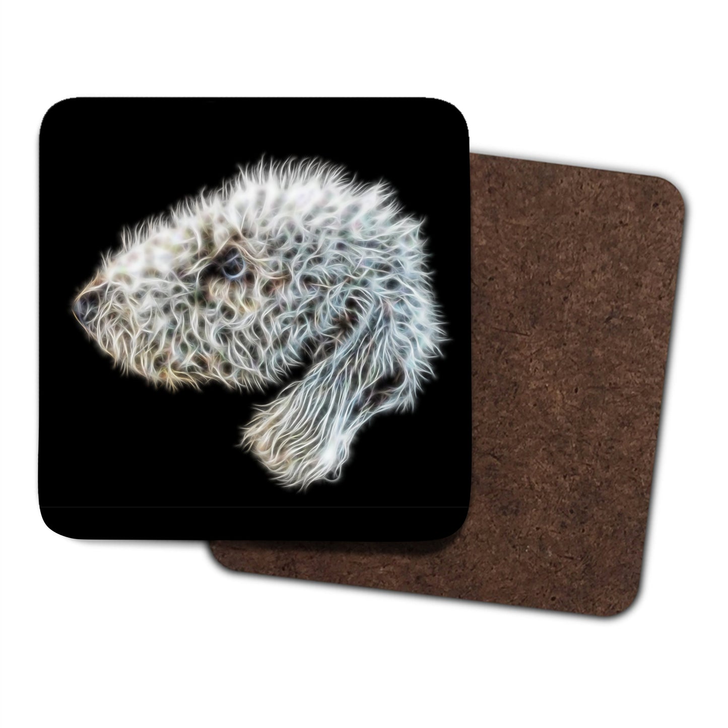 Bedlington Terrier Coaster Set with Fractal Art Design Set #1