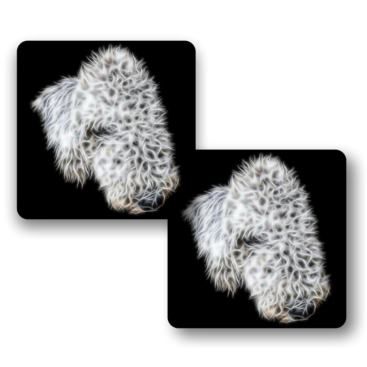 Bedlington Terrier Coaster Set with Fractal Art Design Set #1