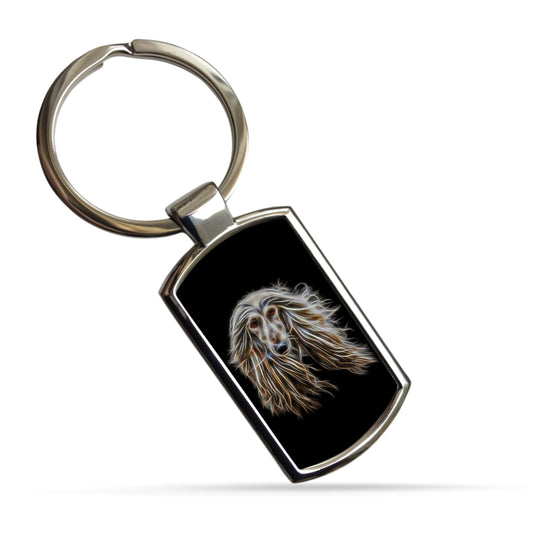 Afghan Hound Keychain with Fractal Art Design