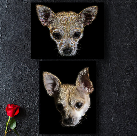 Cream Chihuahua Print with Stunning Fractal Art Design.