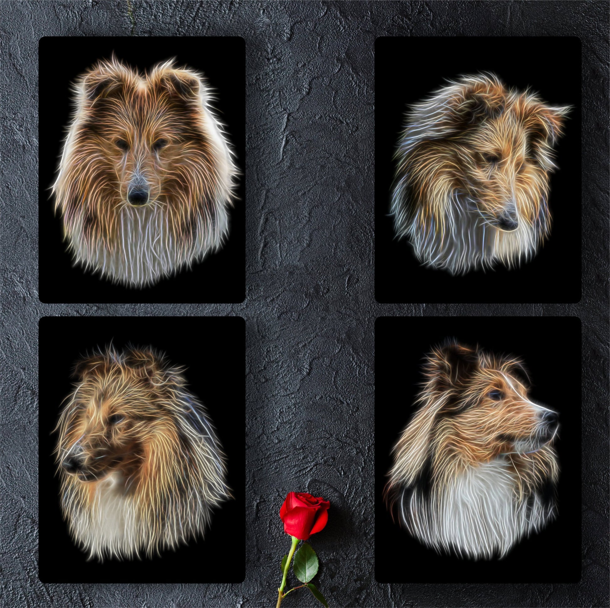 Shetland Sheepdog Aluminium Metal Wall Plaque with Fractal Art Design, Gift for Dog Owner
