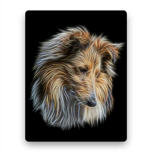 Shetland Sheepdog Aluminium Metal Wall Plaque with Fractal Art Design, Gift for Dog Owner